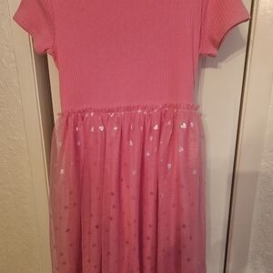 Pink Kids Dress with Heart Pattern